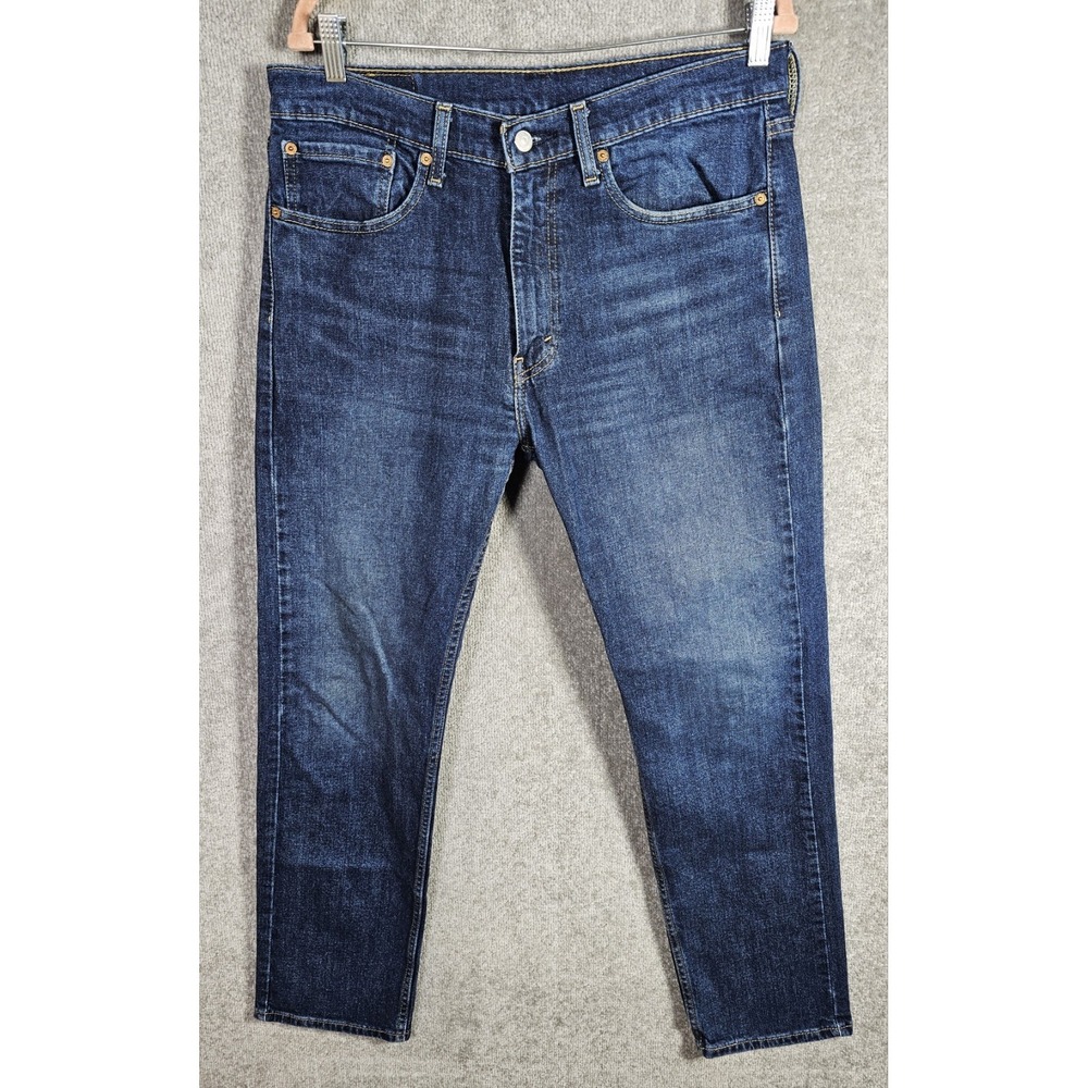 Levis 505 Jeans Mens Size 34x32 Straight Leg 5 Pocket Dark Wash Blue Denim